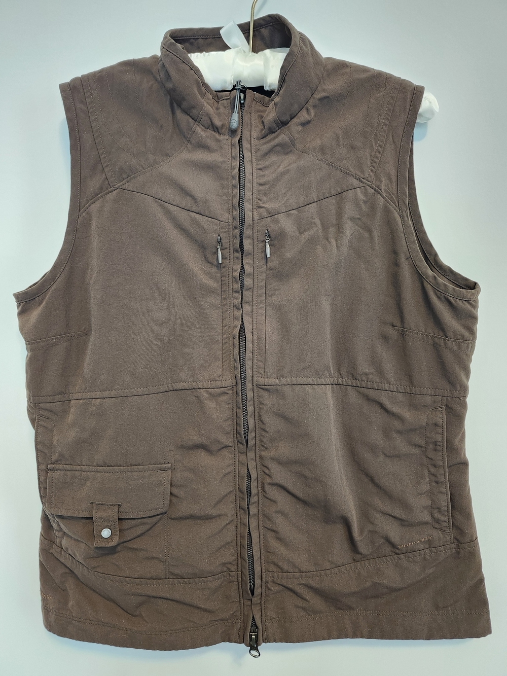 Vest Columbia Titanium Women’s Large Brown Utility Hiking Full Zip Durable Mesh